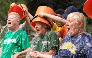 Our Principal, School Committee Chair, and Superintendent get soaked to raise awareness of ALS.